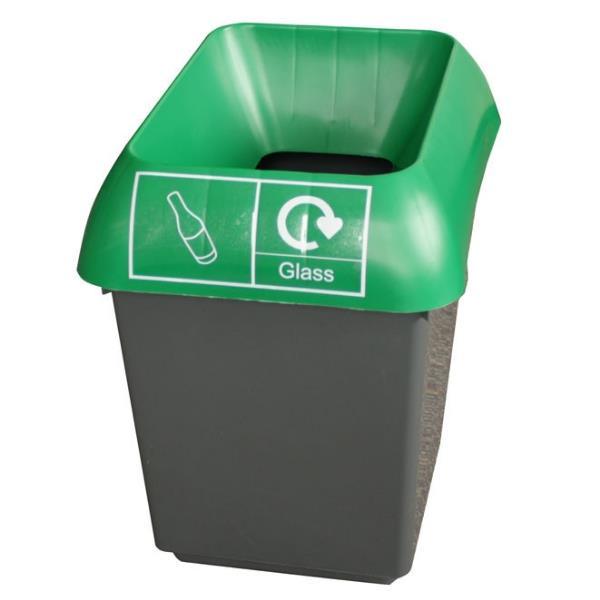 30L Recycling Bin with Green Lid & Glass Logo - Honesty Sales U.K