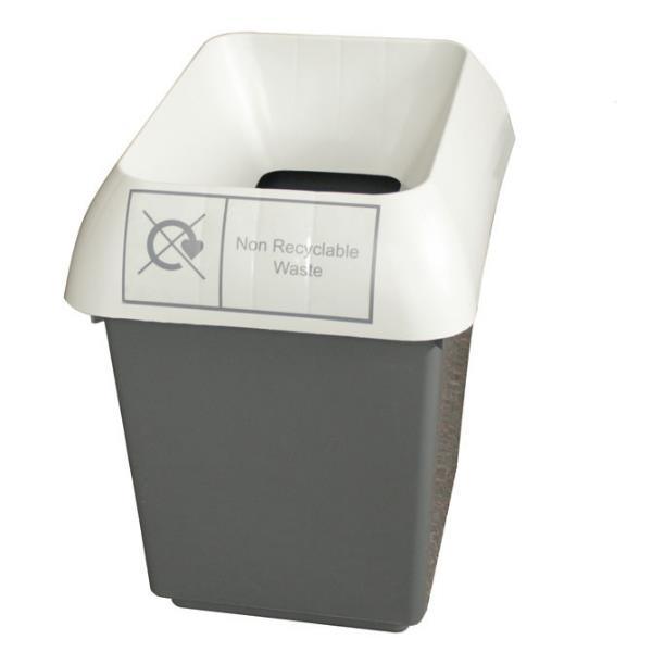 30L Recycling Bin with Light Grey Lid & Non Recycling Logo - Honesty Sales U.K