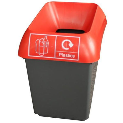 30L Recycling Bin with Red Lid & Plastics Logo - Honesty Sales U.K