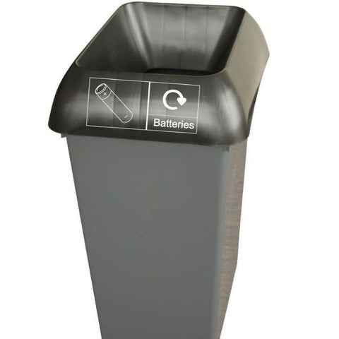 50L Recycling Bin with Black Lid & Batteries Logo - Honesty Sales U.K