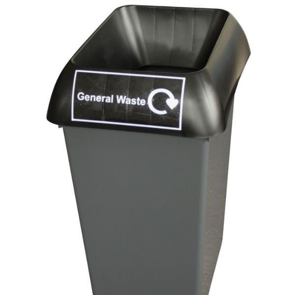 50L Recycling Bin with Black Lid & General Waste Logo - Honesty Sales U.K