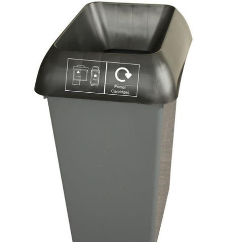 50L Recycling Bin with Black Lid & Printer Cartridge Logo - Honesty Sales U.K