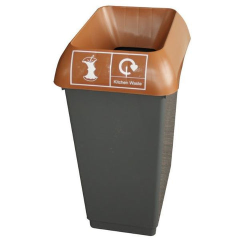 50L Recycling Bin with Brown Lid & Kitchen Waste Logo - Honesty Sales U.K