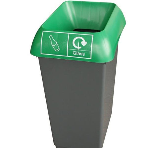 50L Recycling Bin with Green Lid & Glass Logo - Honesty Sales U.K