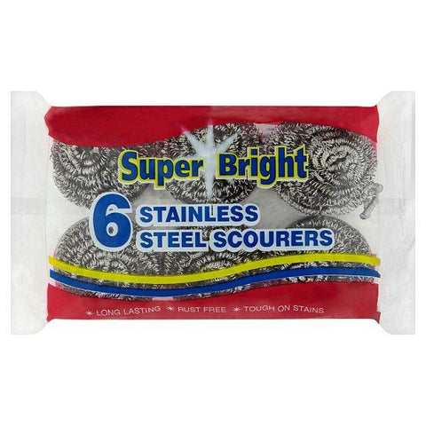 Super Bright 6 Stainless Steel Scourers