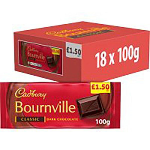 Cadbury Bournville Classic Dark Chocolate Bar 100g (Case of 18)