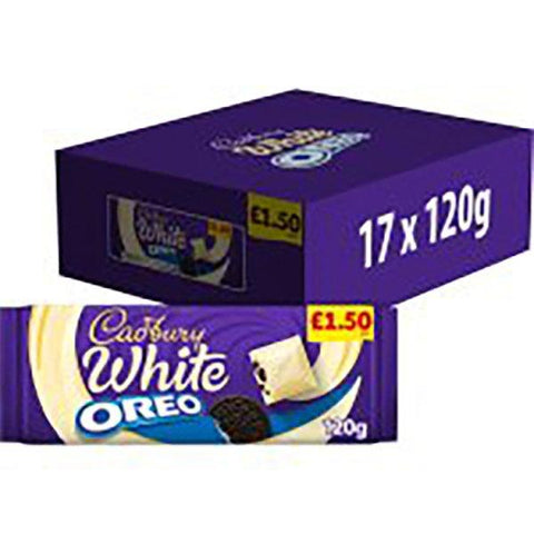 Cadbury Oreo White Chocolate Bar 120g (Case of 17)