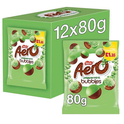 Aero Bubbles Peppermint Chocolate Sharing Bag 80g (Case of 12)