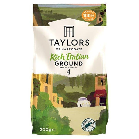 Taylors of Harrogate Rich Italian Ground Roast Coffee 200g (Case of 6)