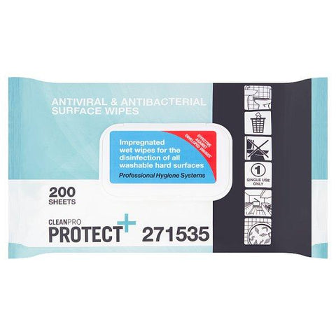 CleanPro Protect Antiviral & Antibacterial Surface Wipes 200 Sheets - Honesty Sales U.K