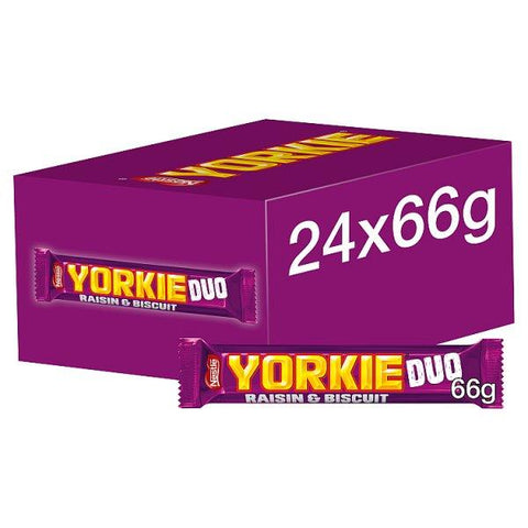 Yorkie Raisin & Biscuit Chocolate Duo Bar 66g (Case of 24)