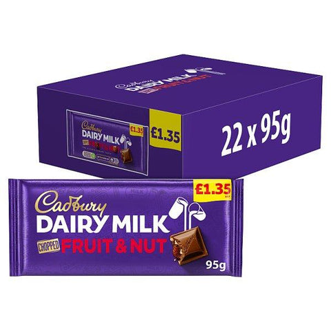 Cadbury Dairy Milk Fruit and Nut Chocolate Bar 95g (Case of 22)