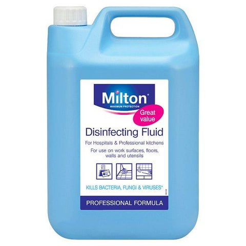 Milton Disinfecting Fluid, For Use On Work Surface, Floors, Walls & Ustensils 5L