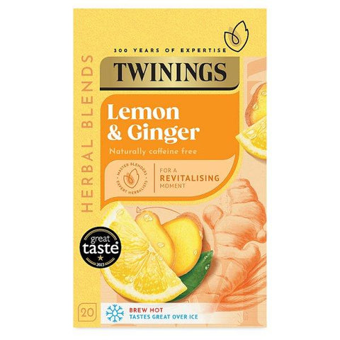 Twinings Lemon & Ginger 20 Tea Bags 30g (Case of 4)