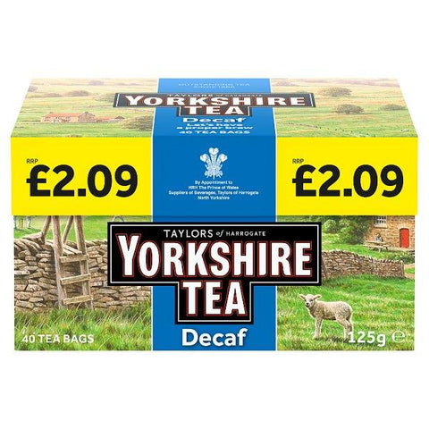 Taylors of Harrogate Yorkshire Tea Decaf 40 Tea Bags 125g (Case of 5)