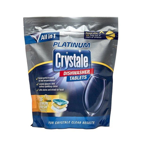 Crystale Platinum Dishwasher Tablets Lemon Fresh Washes 26 x 18g (468g) (Case of 7)