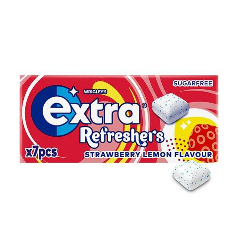 Extra Refreshers Strawberry Lemon Sugarfree Chewing Gum Handy Box 7 Pieces (Case of 16)