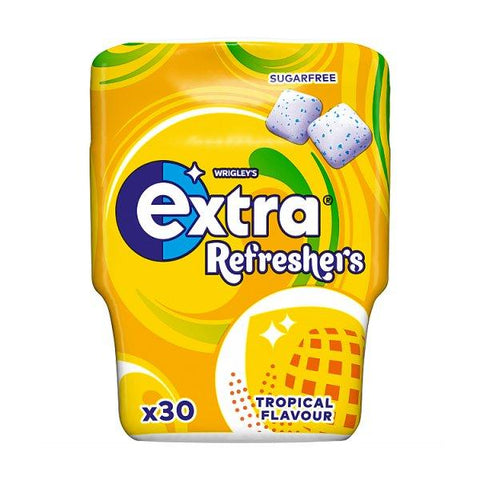 Extra Refreshers Tropical Flavour Sugarfree Chewing Gum Bottle 30 Pieces (Case of 6)