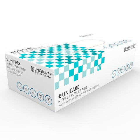 Unicare Blue Nitrile Powder Free Gloves - unit (Medium)