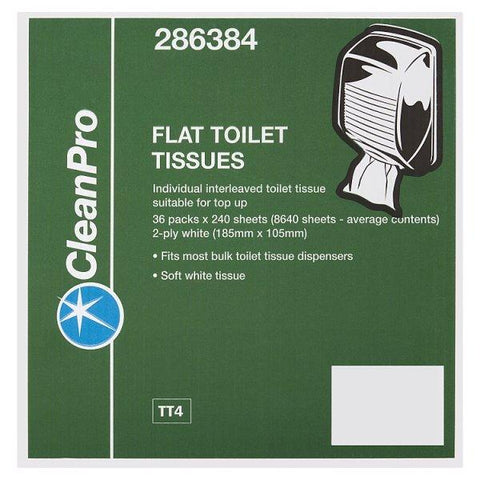 CleanPro Flat Toilet Tissues 2 Ply