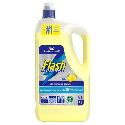 Flash Professional All Purpose Cleaner Lemon 5L, Removes tough soils 50% faster (Case of 2)