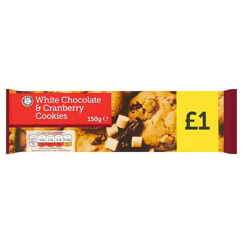 Euro Shopper White Chocolate and Cranberry Cookies 150g (Case of 11)