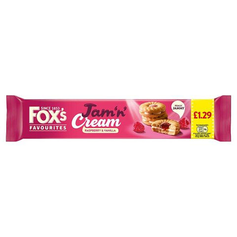 Fox's Favourites Jam 'n' Cream Raspberry & Vanilla 150g (Case of 12)