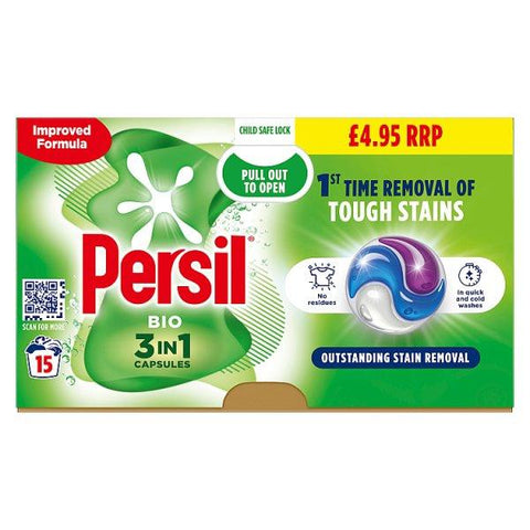 Persil 3 in 1 Washing Capsules Bio 15 Washes (Case of 4)