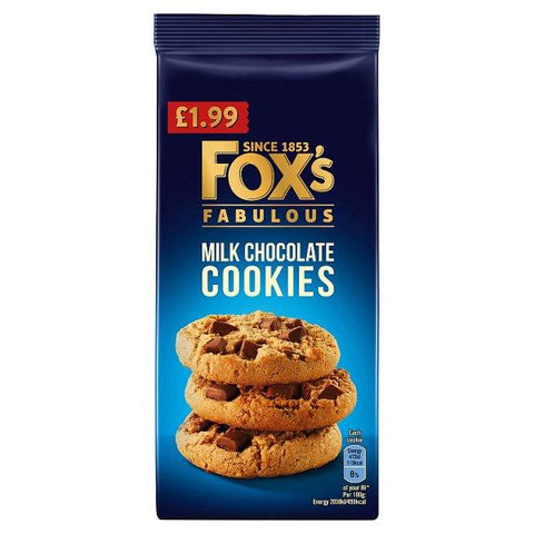 Fox's Fabulous Milk Chocolate Cookies 180g (Case of 8)