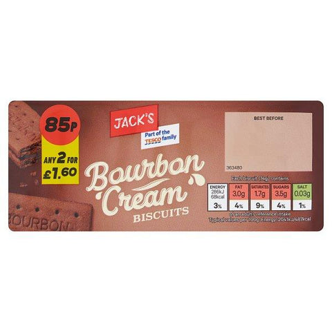 Jack's Bourbon Cream Biscuits 150g (Case of 12)