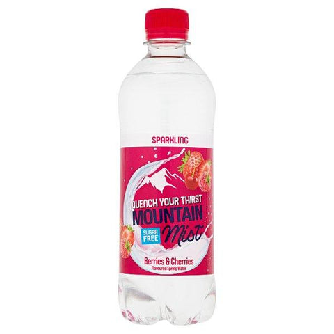 Mountain Mist Berries & Cherries Flavoured Sparkling Spring Water 500ml (Case of 12) - Honesty Sales U.K