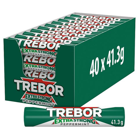 Trebor Extra Strong Peppermint Mints Roll 41.3g (Case of 40)