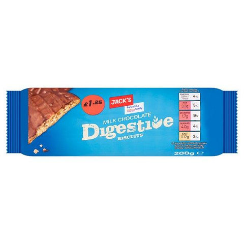 Jack's Milk Chocolate Digestive Biscuits 200g (Case of 12)