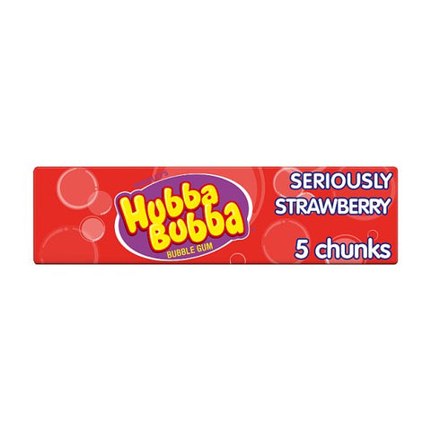 Hubba Bubba Seriously Strawberry Bubblegum 5 Chunky Chews (Case of 20)