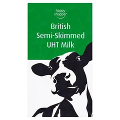 Happy Shopper British Semi-Skimmed UHT Milk 1 Litre (Case of 12) - Honesty Sales U.K