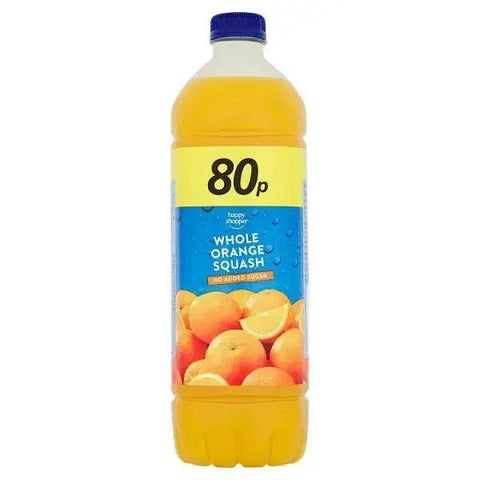 Happy Shopper No Added Sugar Whole Orange Squash 1 Litre (Case of 12) - Honesty Sales U.K