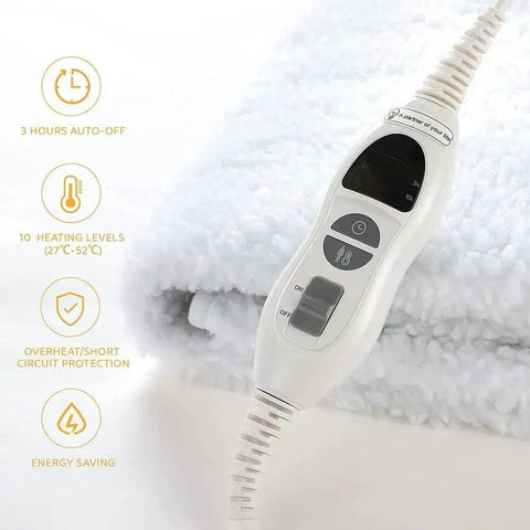 Heated Underblanket 150x80cm Electric Blanket with 10 Temperature Levels Washable 3H Timer - Honesty Sales U.K