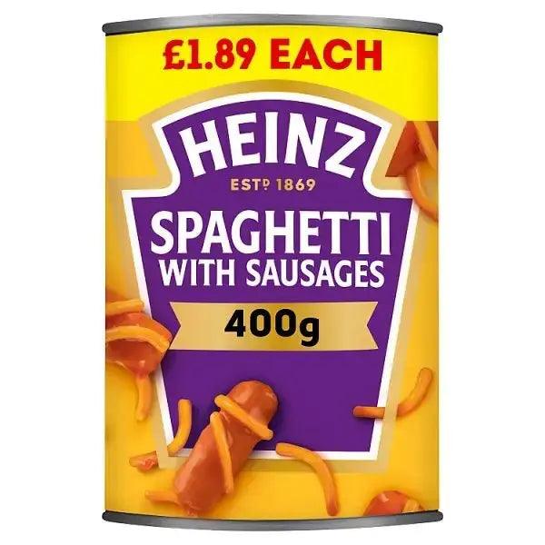 Heinz Spaghetti with Sausages in a Juicy Tomato Sauce 400g (Case of 6) - Honesty Sales U.K
