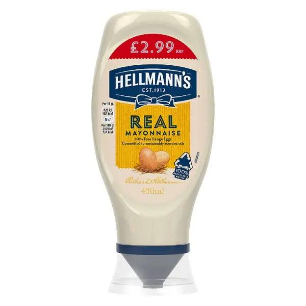Hellmann's Squeezy Mayonnaise Real 430ml (Case of 8) - Honesty Sales U.K