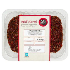 Hill Farm 2 Peppered Grill Steaks 0.290kg - Honesty Sales U.K