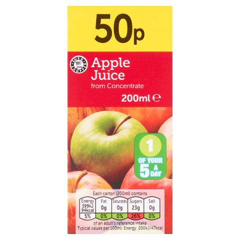 Euro Shopper Apple Juice from Concentrate 200ml (Case of 24) - Honesty Sales U.K