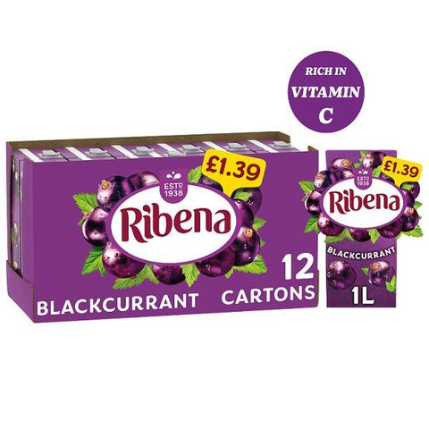 Ribena Blackcurrant Juice Drink 1L Carton (Case of 12)