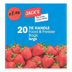 Jack's 20 Tie Handle Food & Freezer Bags Large - 20pk - Honesty Sales U.K