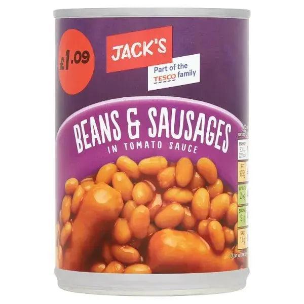 Jack's Beans & Sausages in Tomato Sauce 395g (Case of 6) - Honesty Sales U.K