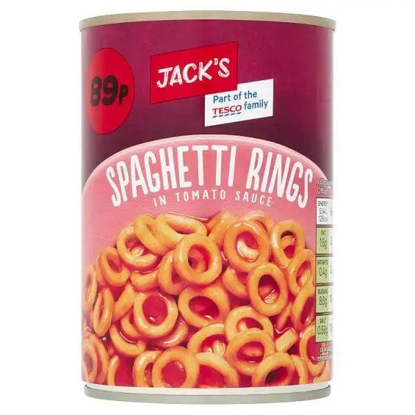 Jack's Spaghetti Rings in Tomato Sauce 410g (Case of 12) - Honesty Sales U.K