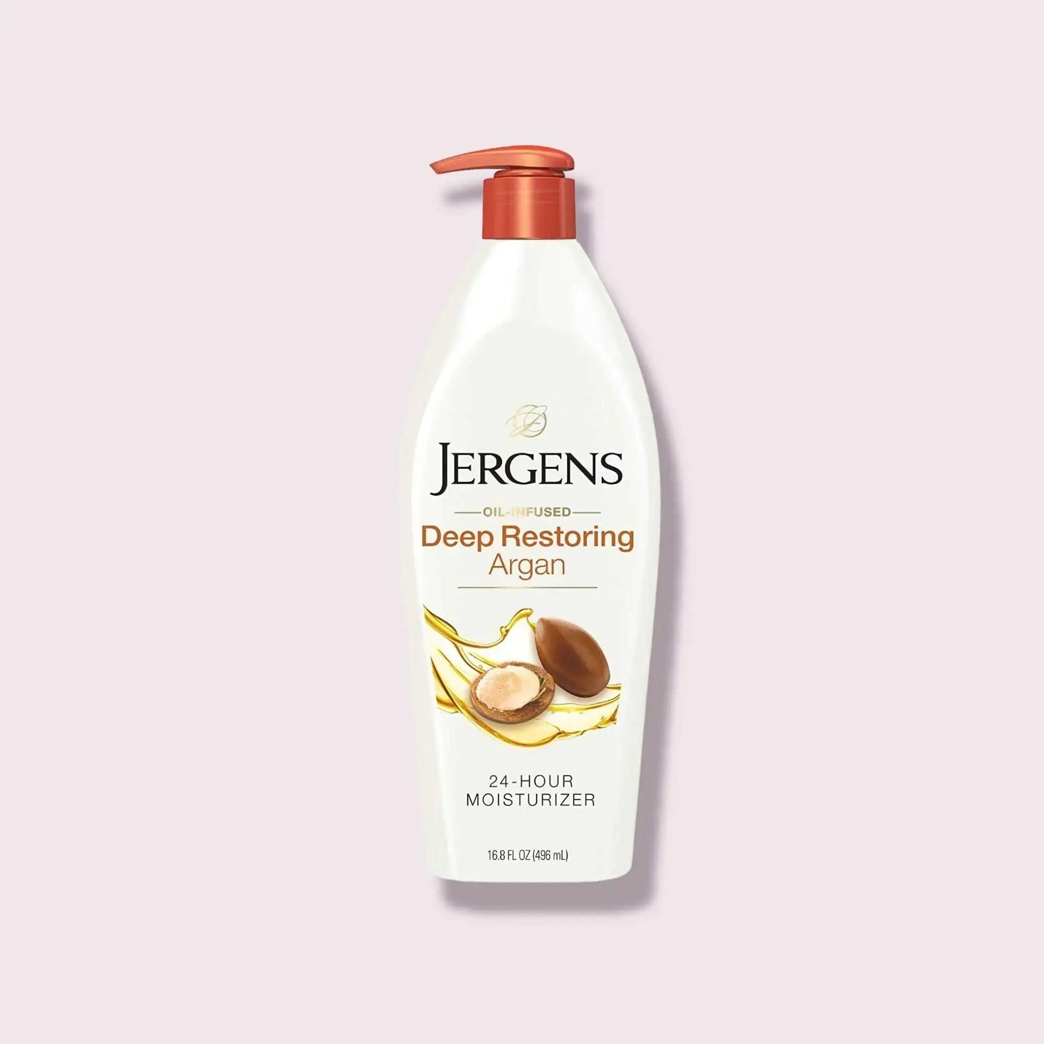 Jergens Deep Restoring Argan Oil Moisturizer, Soothing Body 16.8 oz - Honesty Sales U.K