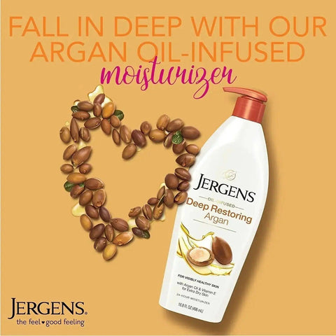 Jergens Deep Restoring Argan Oil Moisturizer, Soothing Body 16.8 oz - Honesty Sales U.K