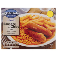 Kershaws Classic Sausage & Chips with Onion Gravy & Baked Beans 400g - Honesty Sales U.K