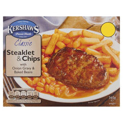 Kershaws Classic Steaklet & Chips with Onion Gravy & Baked Beans 360g - Honesty Sales U.K