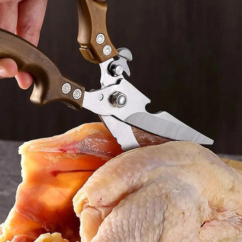 Kitchen Scissors Chicken Bone Kitchen Shears Duck Fish Cutting Stainless Steel Chicken Wings Fish Killing Knife Cooking Scissors - Honesty Sales U.K